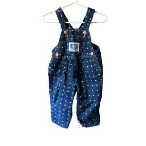 Liberty Vintage Overalls Girls 12 Months Heart Pattern 90s Made in USA